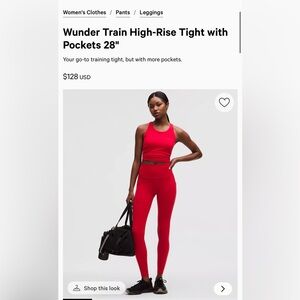 lululemon athletica Red Wunder Train High-Rise Tight with Pockets